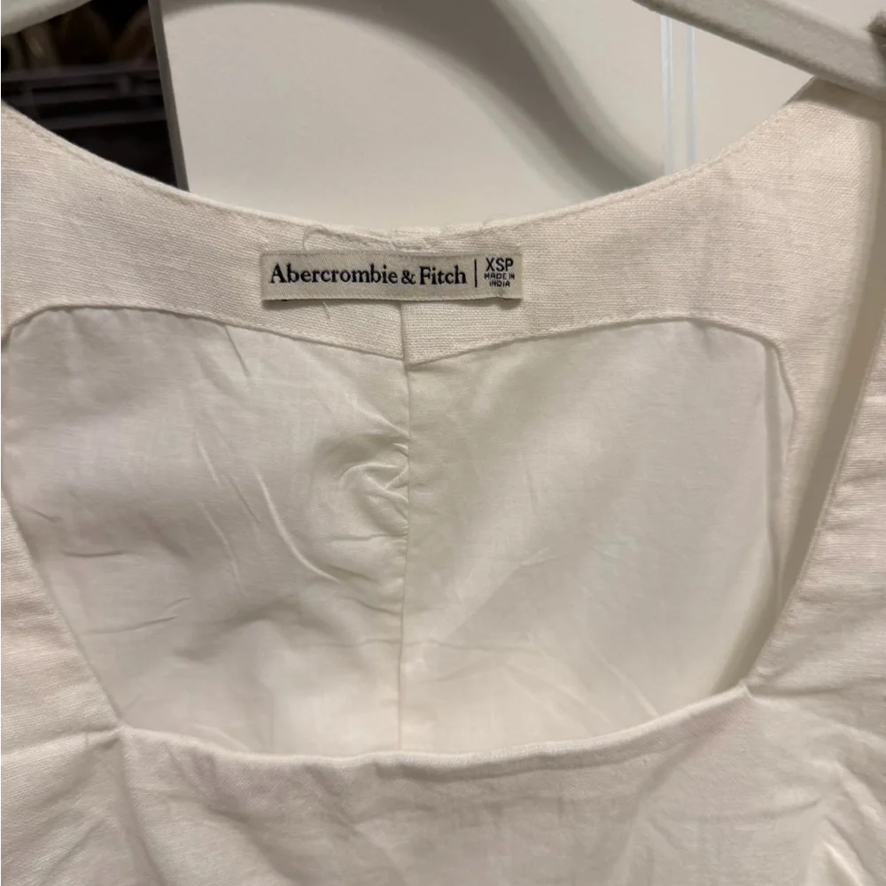 Abercrombie & Fitch White Linen Square-Neck Shift Dress - Picture 3 of 4